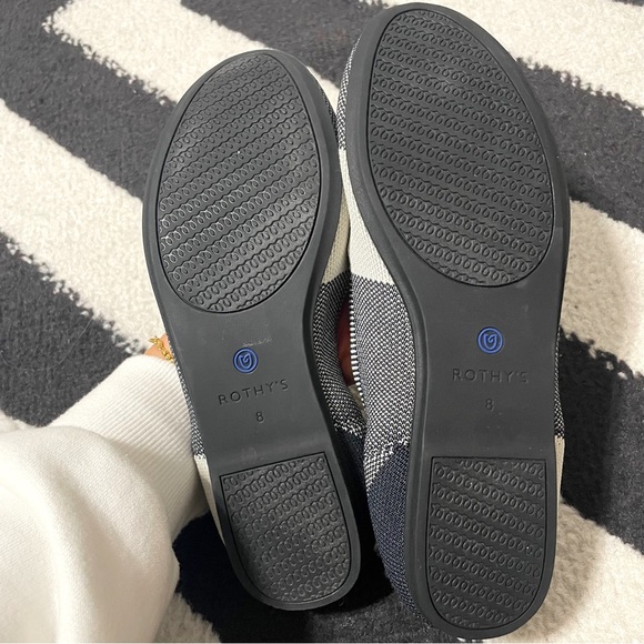 Rothy’s • the flat retired buffalo plaid round cap toe black white slip on sz 8 - Picture 4 of 7